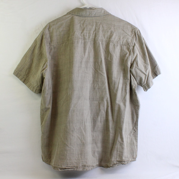 Woolrich Woolen Mills Solid Beige Color Short Sleeve Collared Button Up Men's XL