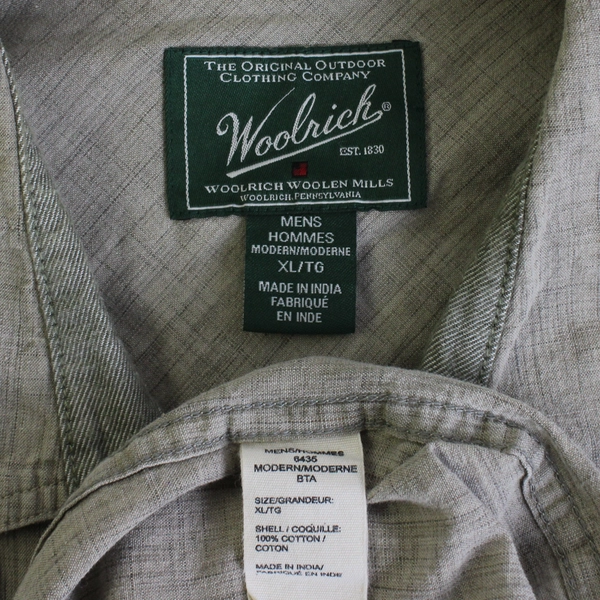 Woolrich Woolen Mills Solid Beige Color Short Sleeve Collared Button Up Men's XL