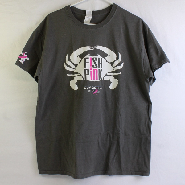 Gildan Ultra Cotton Gray "Breast Cancer" Print Short Sleeve T-Shirt Men's Size L