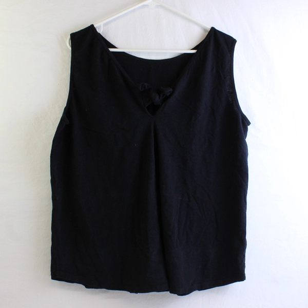 Loft Outlet Solid Black Color Sleeveless Tank Top 100% Cotton Women's Size XL