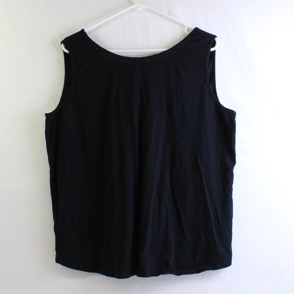 Loft Outlet Solid Black Color Sleeveless Tank Top 100% Cotton Women's Size XL