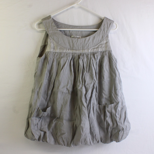 Kaelyn-Max Women's S Gray Wide-Strap Dress Tank with a Bubble Hem