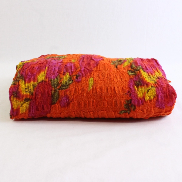 Unbranded Orange Stretchy Floral Shawl Wrap with Fringe and Ruffle Edges