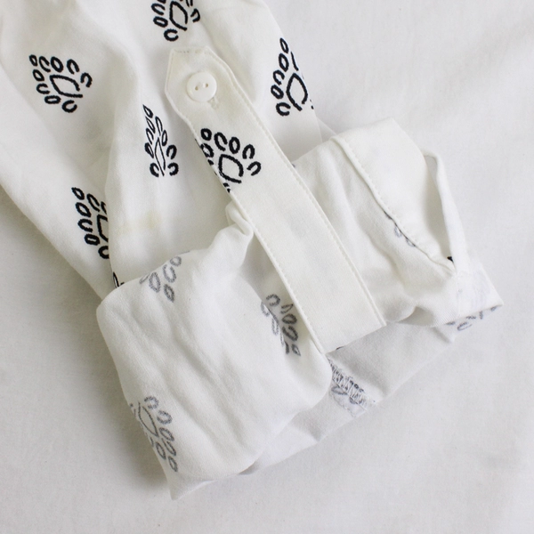 Market & Spruce Women's S White and Blue Roll Tab Sleeve Blouse