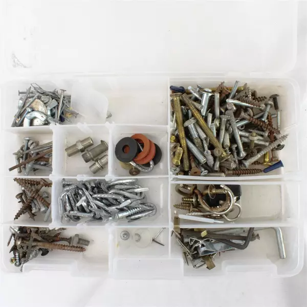 Lot of Various Screws & Nails in Box Assorted Hardware DIY Workshop 2.8lb