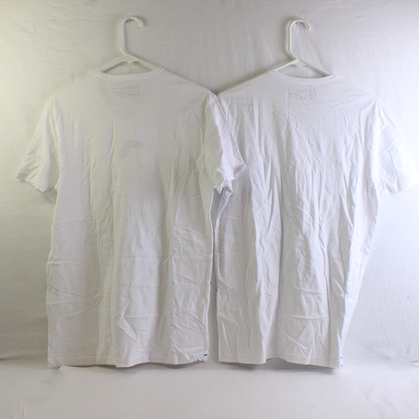 Lot of 2 Columbia Solid White V-Neck Cotton T-Shirts Men's Small