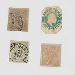 Lot Of 4 Wurttemberg Germany Cut Square Postal Stationery Stamps Used 