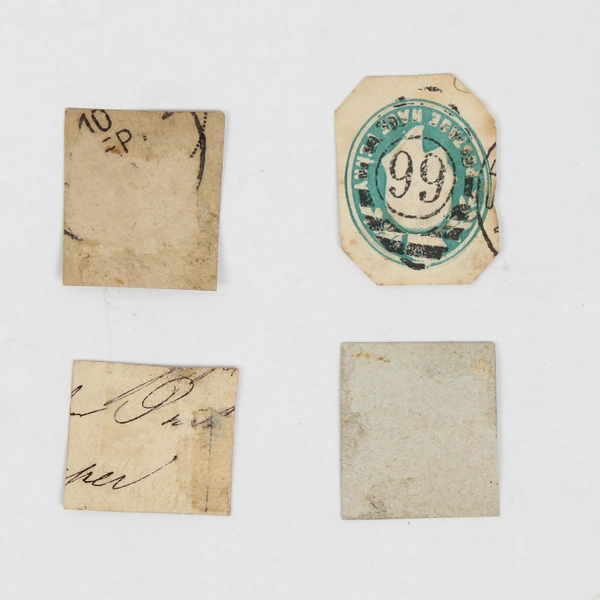 Lot Of 4 Wurttemberg Germany Cut Square Postal Stationery Stamps Used 