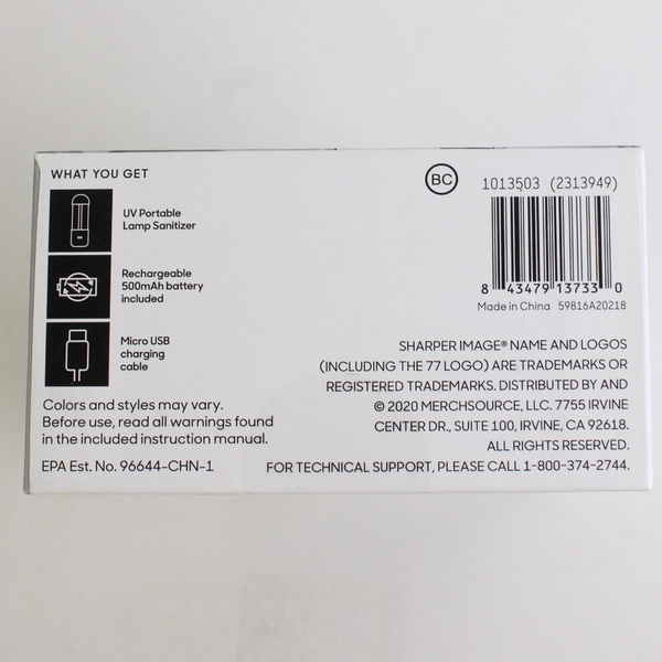 Sharper Image UV Portable Lamp Home & Car Sanitize Cleaner Disinfectant 2020