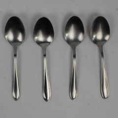 Lot Of 4 Wallace Silver Modern Thread Pattern Oval Soup Spoons 18/10 SS 7.25"