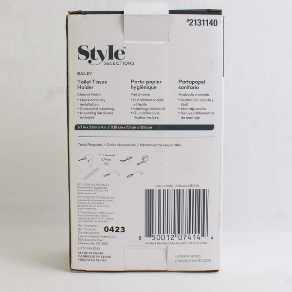 Style Selections Bailey Toilet Paper Holder Wall Mount Chrome #2131140