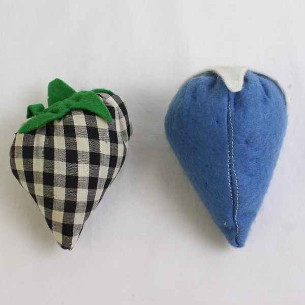 Lot of 2 Vintage Handmade Strawberry Pin Cushions