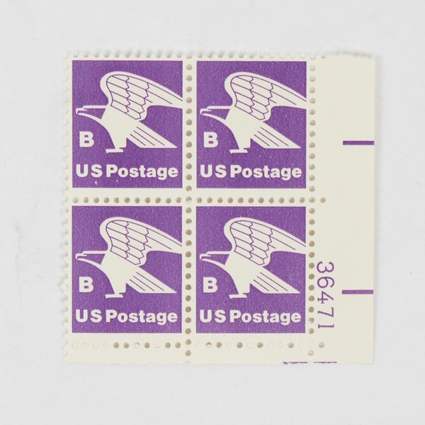 Lot Of 2 USPS Eagle Stamp Blocks Non Denominational B Rate C Rate 1981 MNH