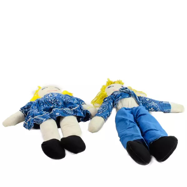 Vintage Yarn Hair Doll Pair Boy & Girl Cloth Dolls 23.5in Collectible