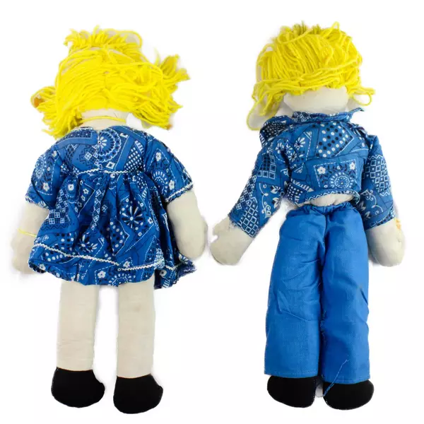 Vintage Yarn Hair Doll Pair Boy & Girl Cloth Dolls 23.5in Collectible