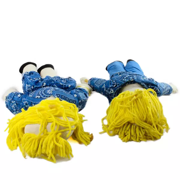 Vintage Yarn Hair Doll Pair Boy & Girl Cloth Dolls 23.5in Collectible