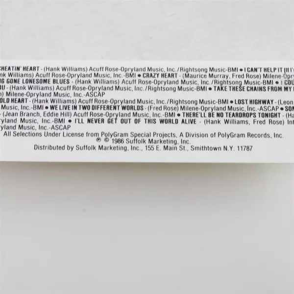 Hank Williams The Legend Cassette No. 2 Classic Country Tape