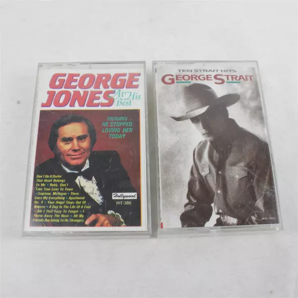 Lot of 2 Cassette Tapes George Jones At His Best + George Strait Ten Strait Hits