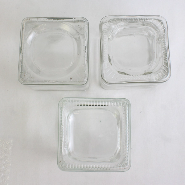 Lot Of 3 Matching Unbranded Square Clear Glass Decorative Vase 4" Tall