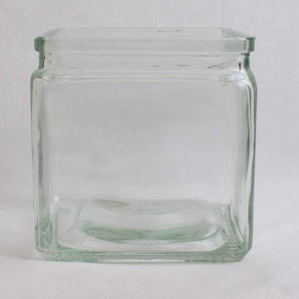 Lot Of 3 Matching Unbranded Square Clear Glass Decorative Vase 4" Tall