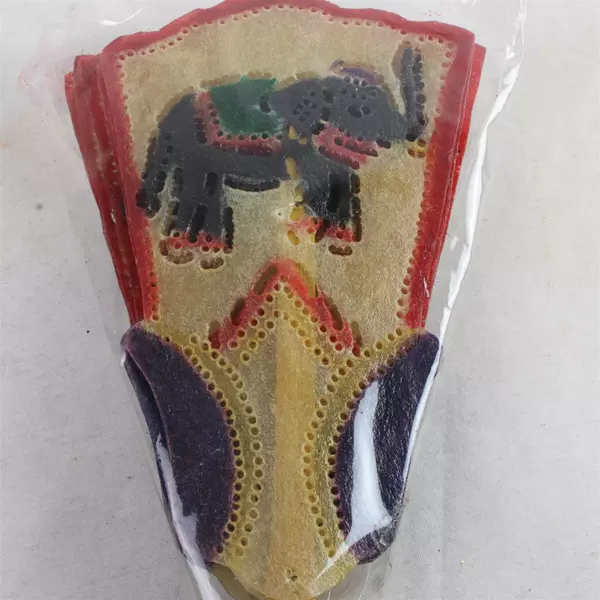 Leather Elephant Tribal Folding Hand Fan 8.5" Sealed New Without Tags