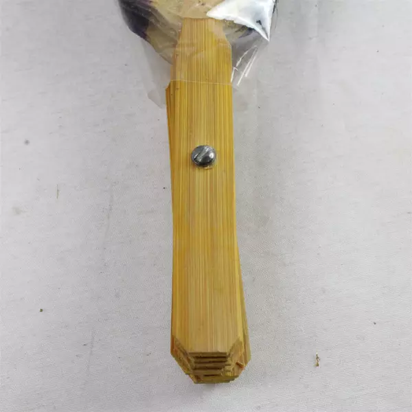 Leather Elephant Tribal Folding Hand Fan 8.5" Sealed New Without Tags