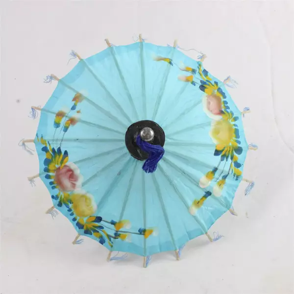 Lot of 2 Folding Hand Fans & Paper Parasol Vintage Decorative