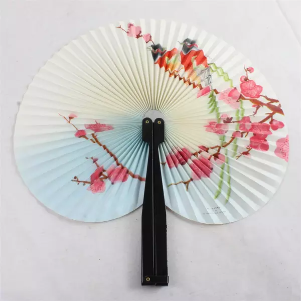 Lot of 2 Folding Hand Fans & Paper Parasol Vintage Decorative
