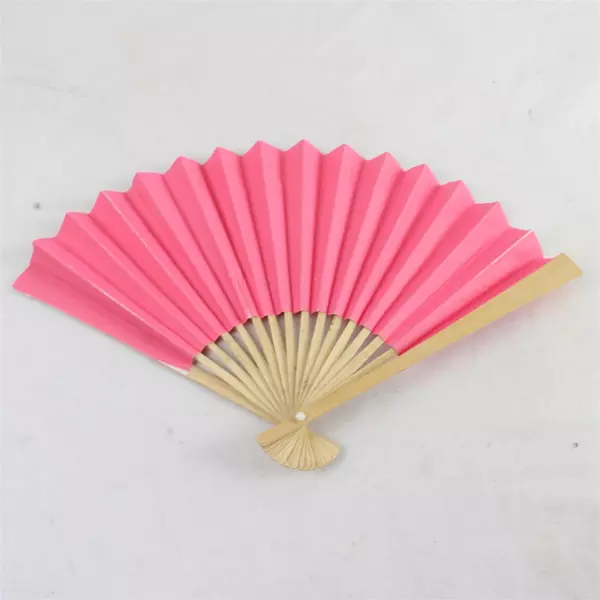 Lot of 2 Folding Hand Fans Wood Handles Paper Panels Vintage Pre-Owned