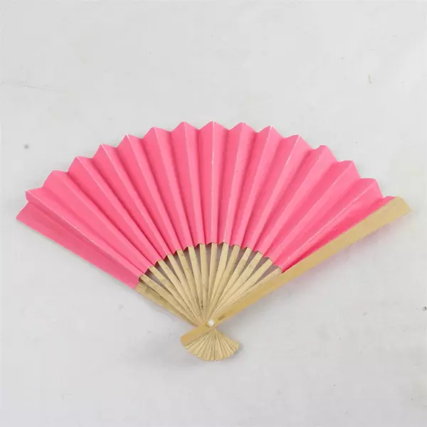 Lot of 2 Folding Hand Fans Wood Handles Paper Panels Vintage Pre-Owned