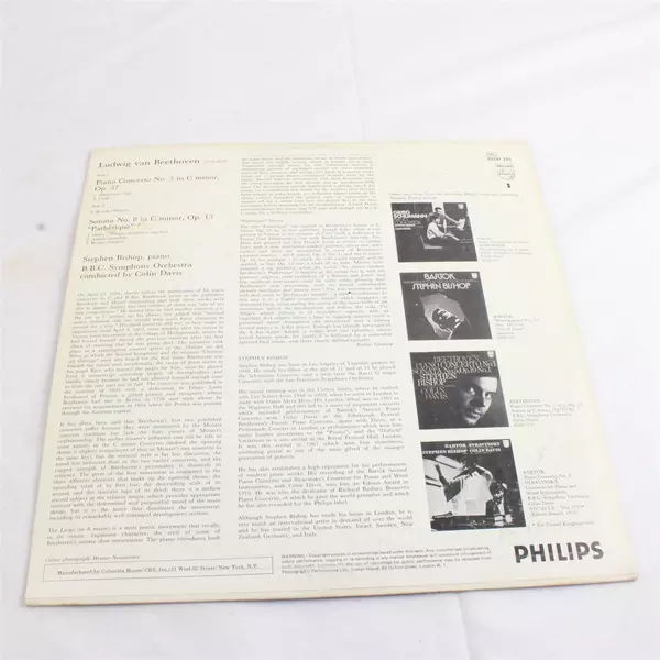 Beethoven Piano Concerto No.3 Stephen Bishop Colin Davis Netherlands LP