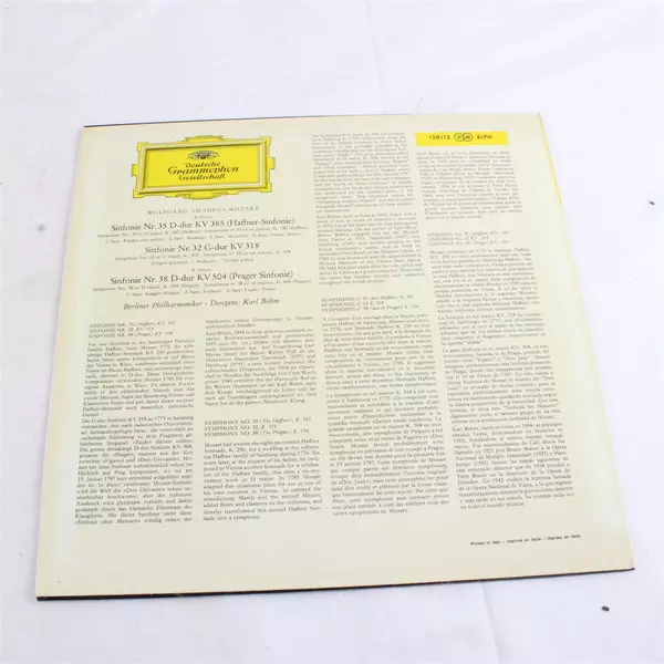 Mozart Symphonies 35 Haffner 32 G Major 38 Prague Karl Böhm Vinyl