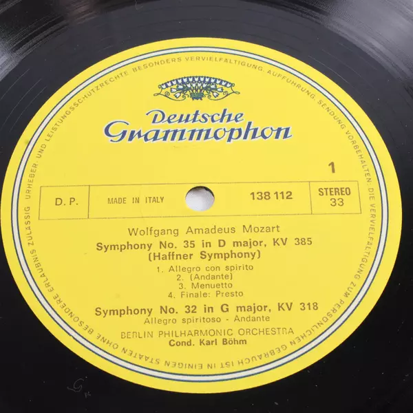 Mozart Symphonies 35 Haffner 32 G Major 38 Prague Karl Böhm Vinyl