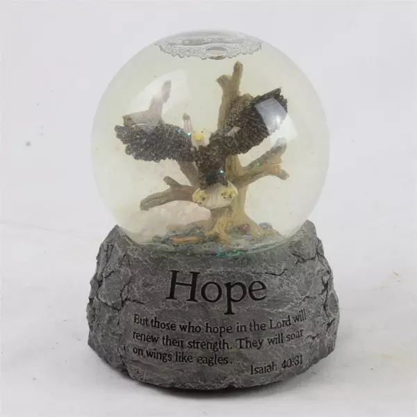 6" Eagle Snow Globe Musical w/ Bible Verse Front & Back