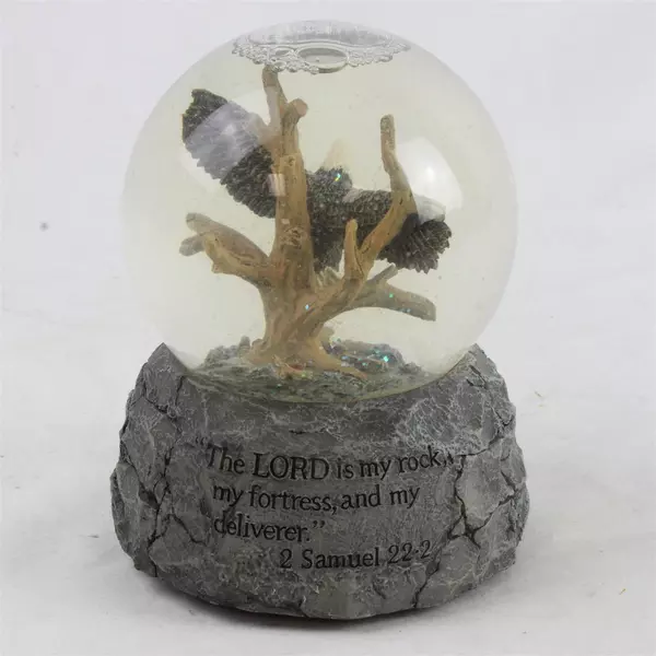 6" Eagle Snow Globe Musical w/ Bible Verse Front & Back