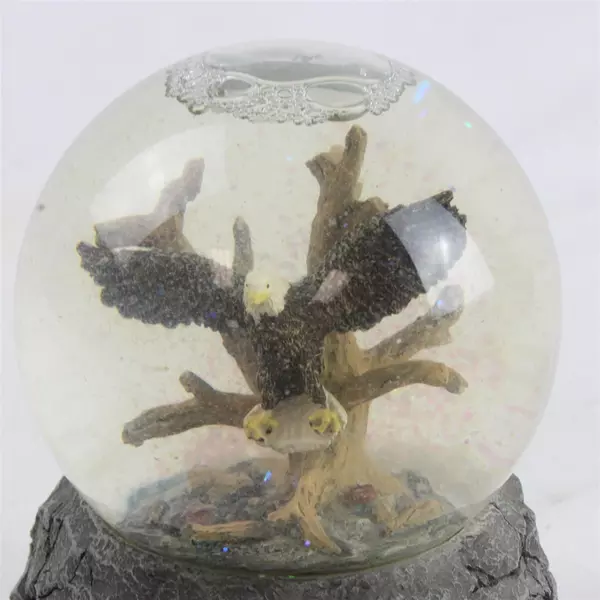 6" Eagle Snow Globe Musical w/ Bible Verse Front & Back