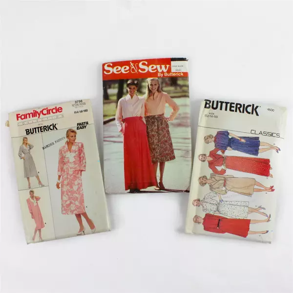 Lot of 3 Butterick Sewing Patterns 6641 3756 4600 Sz 12-18