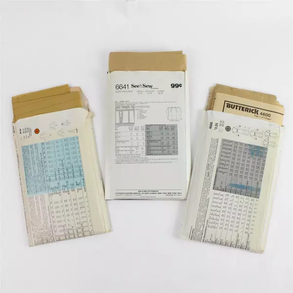 Lot of 3 Butterick Sewing Patterns 6641 3756 4600 Sz 12-18