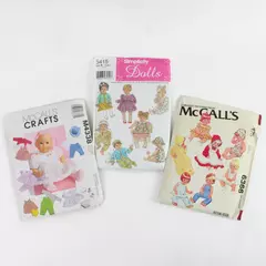 Lot of 3 Vintage Doll Clothes Patterns McCall's 6366 M4338 Simplicity 5415
