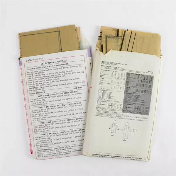 Lot of 2 Vintage Sewing Patterns Simplicity 7004 One Size Butterick 6852 Size B