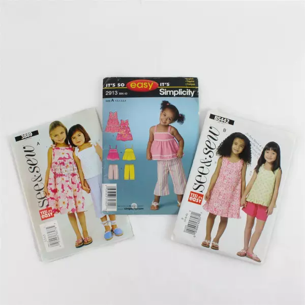 Lot of 3 Children's Sewing Patterns Simplicity 2913 See & Sew B5442 Pattern 3889