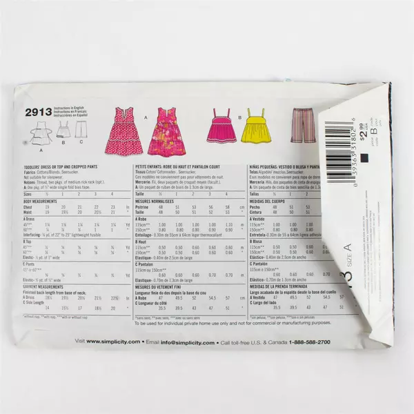 Lot of 3 Children's Sewing Patterns Simplicity 2913 See & Sew B5442 Pattern 3889