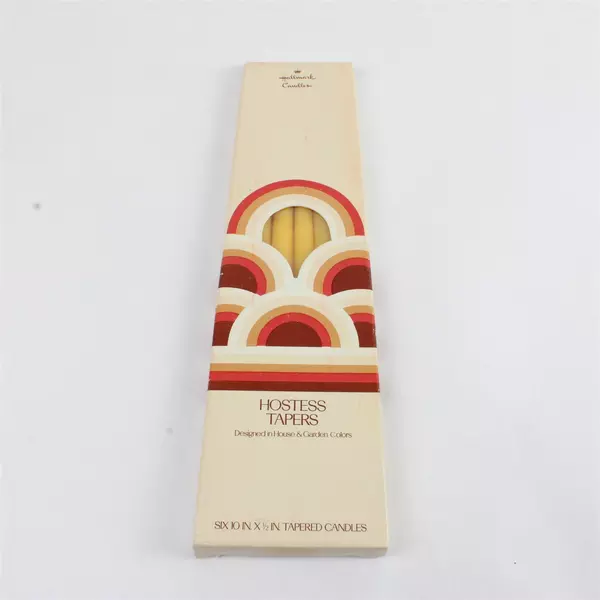 Vintage Hallmark Box of 6 10" Yellow Hostess Taper Candles