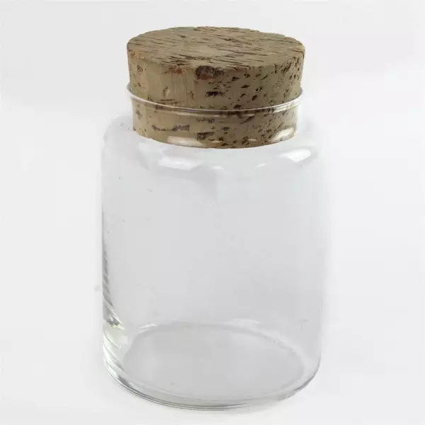 6.5" Glass Storage Jar w/ Cork Lid 6.5in x 4in Kitchen Bath Desk Decor