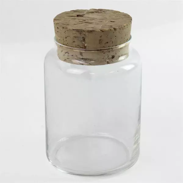 6.5" Glass Storage Jar w/ Cork Lid 6.5in x 4in Kitchen Bath Desk Decor