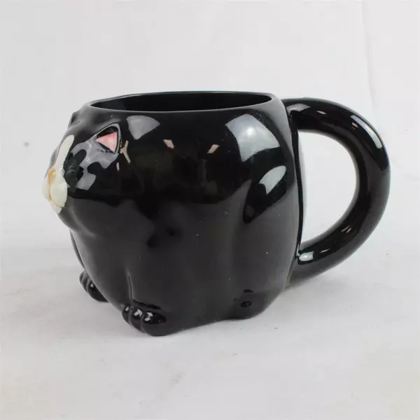 Vintage Takahashi Ceramic Black Cat Mug Made in Japan 3" Collectible