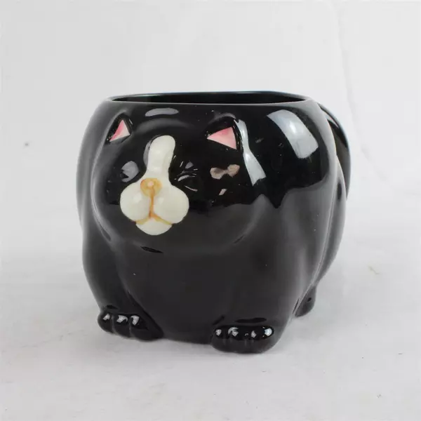 Vintage Takahashi Ceramic Black Cat Mug Made in Japan 3" Collectible