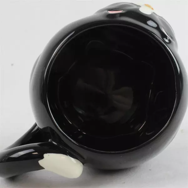 Vintage Takahashi Ceramic Black Cat Mug Made in Japan 3" Collectible