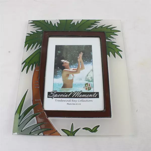 Greenbrier Stained Glass Palm Trees Picture Frame 3.5x5 Inch Photo