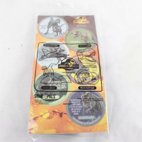 Hardee's Carl's Jr Jurassic World Match Game Kids Meal Toy Sealed
